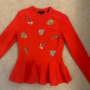 Ted Baker Peplum Top Embellished Long Sleeve